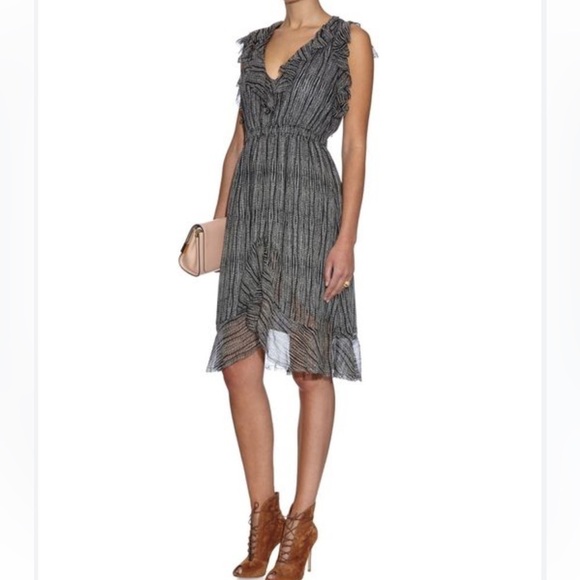 L'Agence Sophie Dress - Grey & White Flowy silk- size 6. EUC - Picture 5 of 10